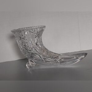 Vintage Large Crystal Horn of Plenty Vase 6 Inches tall SEE DESCRIPTION